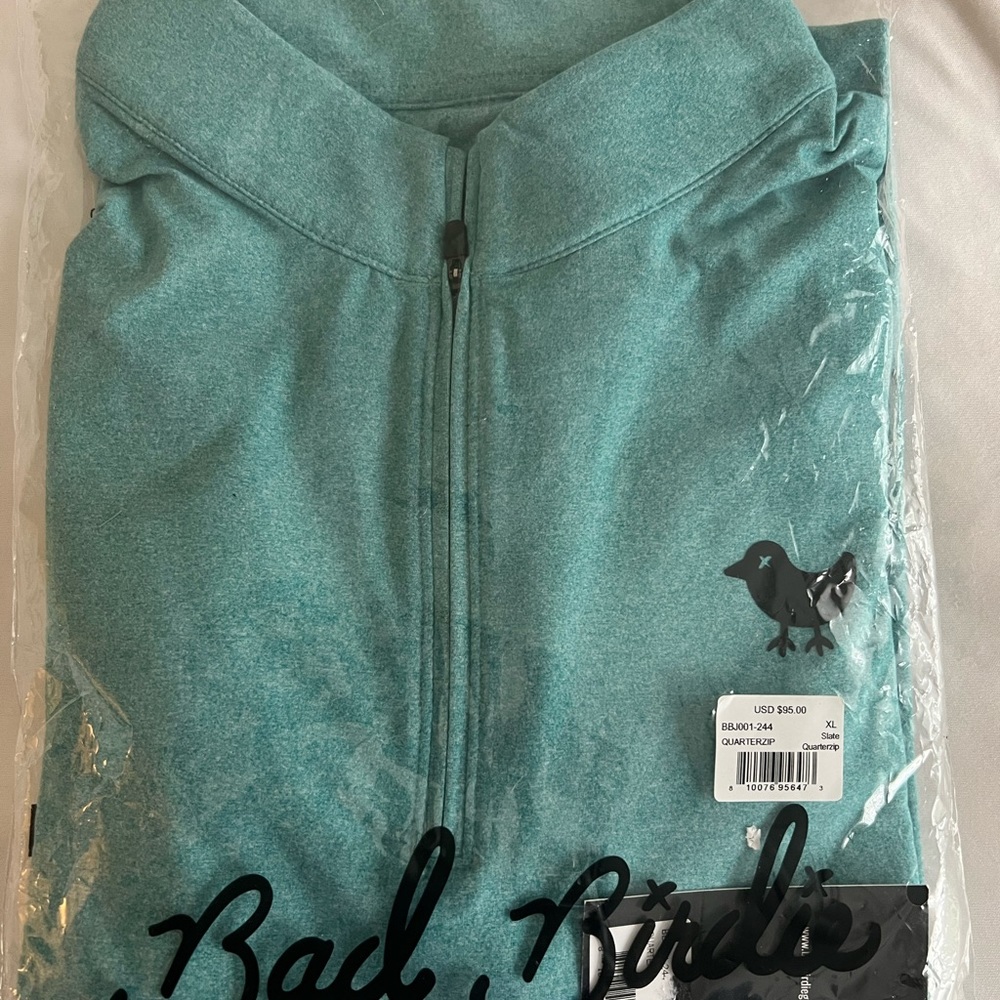 Bad Birdie teal quarter zip